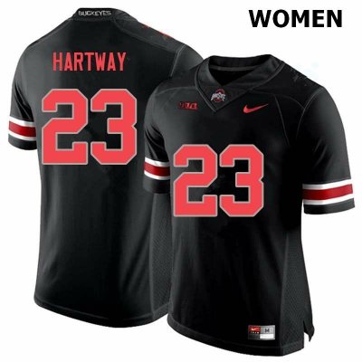 NCAA Ohio State Buckeyes Women's #23 Michael Hartway Blackout Nike Football College Jersey EHI7345IY